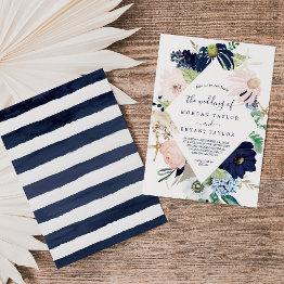Small Modern Nautical | Floral Diamond Geometric Wedding Invitation Front View
