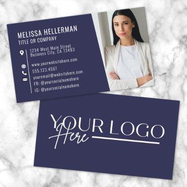 modern navy blue professional photo logo business invitations