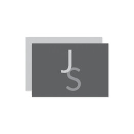 Small Modern Overlapping Monogrammed Initials | Gray Enclosure Invitations Front View