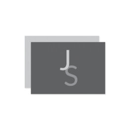 Small Modern Overlapping Monogrammed Initials | Gray Note Invitations Front View