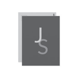 Small Modern Overlapping Monogrammed Initials | Gray Postinvitations Front View