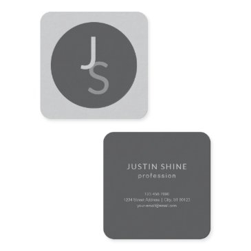 modern overlapping monogrammed initials | gray square business invitations