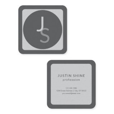 modern overlapping monogrammed initials | gray square business invitations