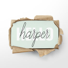 Small Modern Pastel Mint Hello And You Name Business Invitations Front View