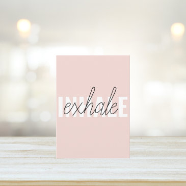 modern pastel pink inhale exhale quote holiday invitations