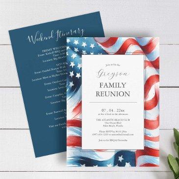 modern patriotic family reunion itinerary invitation