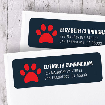 modern pet dog paw print | return address label