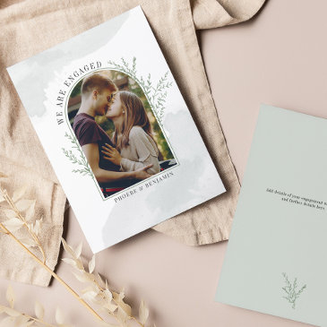 modern photo arch engagement save the date