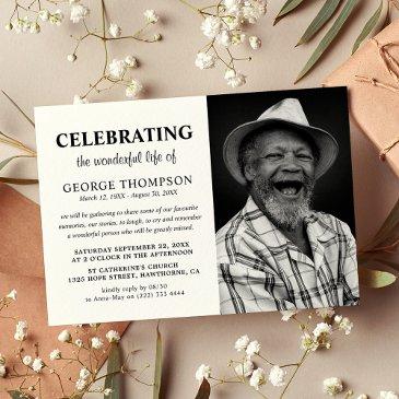 modern photo celebration of life funeral memorial invitation