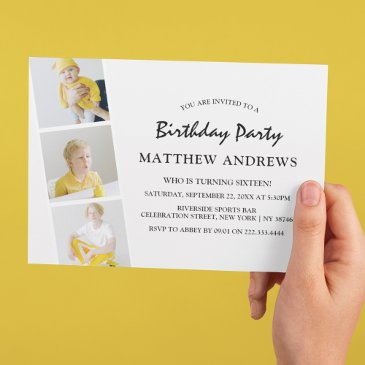 modern photo strip collage | any age | birthday invitation