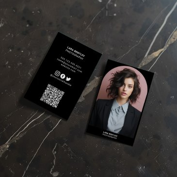 modern photo stylist social media with qr code business invitations