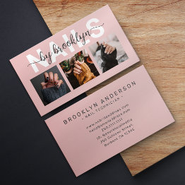 Small Modern Photo Typography Nail Artist Business Invitations Front View