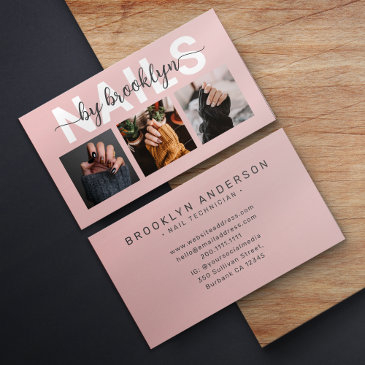 modern photo typography nail artist business invitations