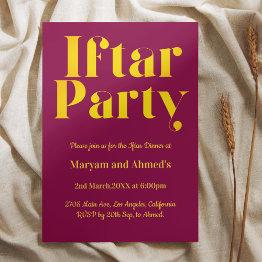 Small Modern Pink Magenta And Gold Iftar Party Invitation Front View