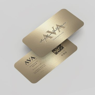modern professional monogram elegant faux gold business invitations