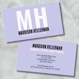 Small Modern Professional Monogram Purple Business Invitations Front View