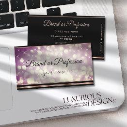 Small Modern Purple Large Glitter Black Rose Gold Border Business Invitations Front View