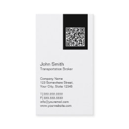 Small Modern Qr Code Transportation Broker Business Invitations Front View