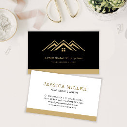 Small Modern Real Estate Promotional Realtor Logo Business Invitations Front View