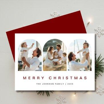 modern red 3 arch photo nautical christmas holiday invitations