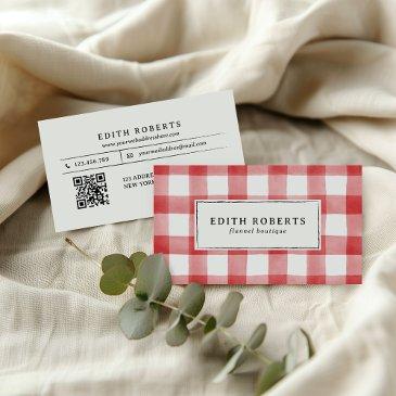 modern red watercolor buffalo plaid qr code business invitations