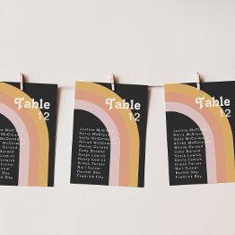 Small Modern Retro 70's Rainbow Dark Table Number Chart Front View