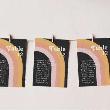 modern retro 70's rainbow dark table number chart