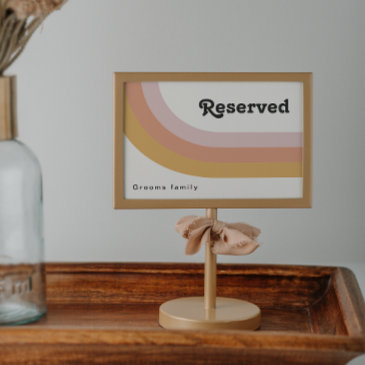 modern retro 70's rainbow reserved sign