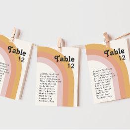 Small Modern Retro 70's Rainbow | Table Number Chart Front View