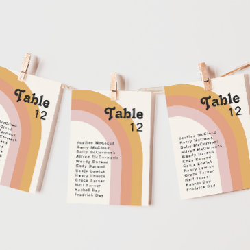 modern retro 70's rainbow | table number chart