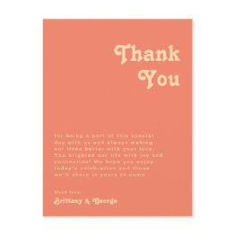 Small Modern Retro Coral Reception Table Thank You Invitations Front View