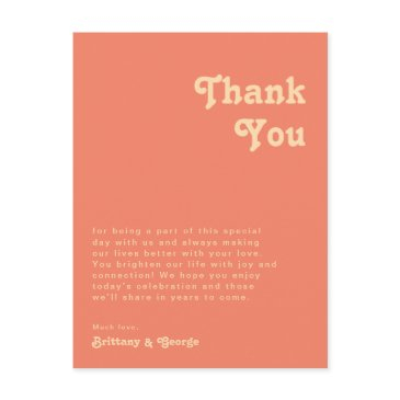 modern retro coral reception table thank you invitations