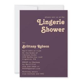 Small Modern Retro | Dark Purple Lingerie Shower Invitation Front View