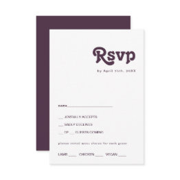 Small Modern Retro | Dark Purple Menu Choice Rsvp Invitations Front View