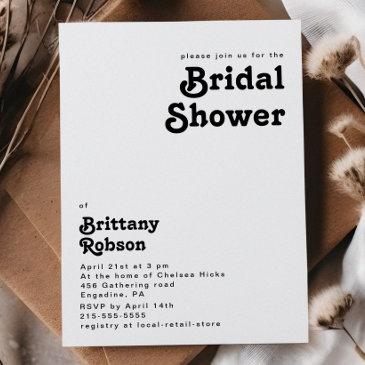 modern retro lettering bridal shower invitation