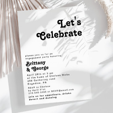 modern retro lettering let's celebrate invitation