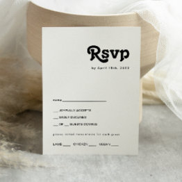 Small Modern Retro Lettering Menu Choice Rsvp Invitations Front View