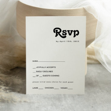 modern retro lettering menu choice rsvp invitations