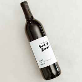 Small Modern Retro Maid Of Honor Proposal Wine Label Front View
