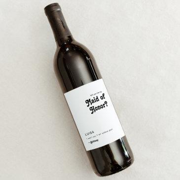 modern retro maid of honor proposal wine label