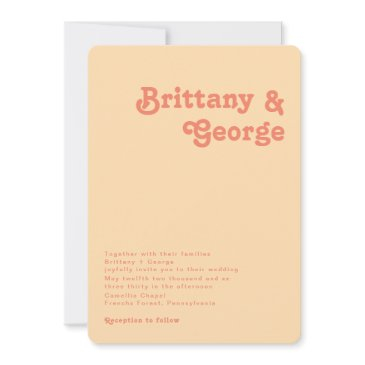 modern retro | orange cream rounded corner wedding invitation