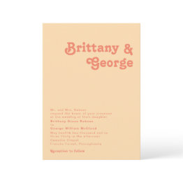 Small Modern Retro | Orange Cream Traditional Wedding Invitation Front View