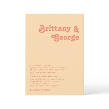 modern retro | orange cream traditional wedding invitation
