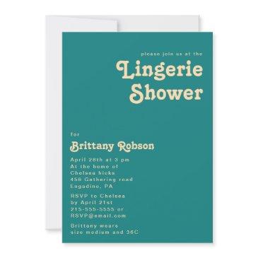modern retro | teal lingerie shower invitation