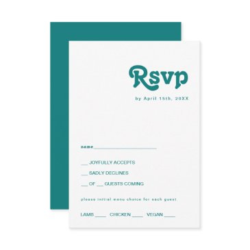 modern retro | teal menu choice rsvp invitations