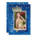 modern royal blue gold elegant photo quinceanera invitation