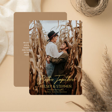 modern rustic better together photo engagement foil invitation