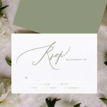 modern sage green white simple wedding rsvp invitations