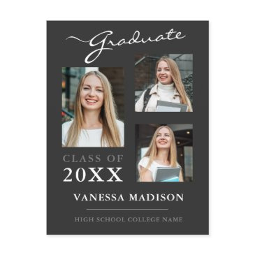 modern script gray graduate announcement postinvitations