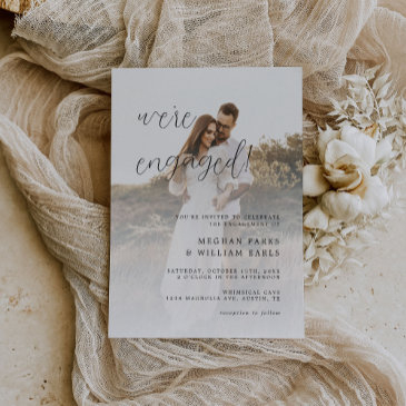 modern script photo wedding engagement party invitation